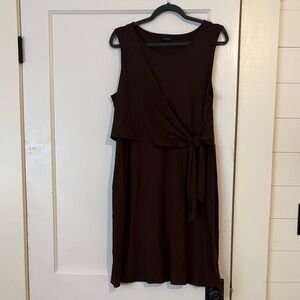 J. Jill Wearever Chocolate Brown faux wrap Dress